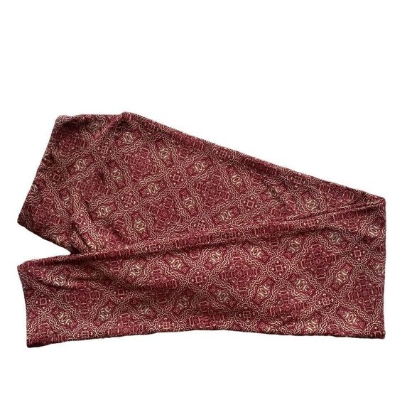 0232 LuLaRoe Size OS Leggings Red and Cream Geometric Print New - Picture 1 of 5